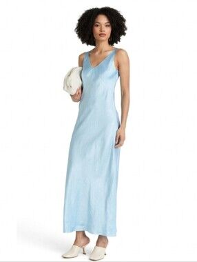 NWT Vince Crinkled Satin Bias Cut Satin Maxi Dress